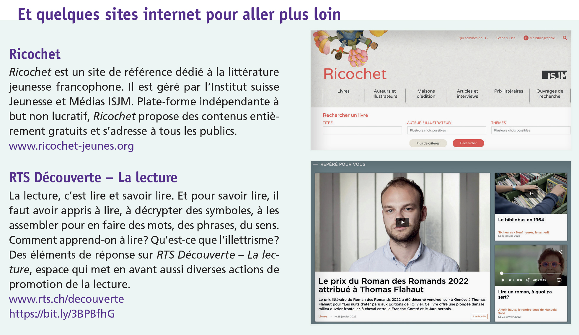 Promotion de la lecture et sites internet